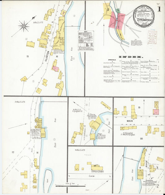 Sanborn Fire Insurance Map from Springfield, Windsor County, Vermont (1900), Sheet #0001 - Complete Map Set gallery image, historic Sanborn map, vintage wall art, Vermont Vermont