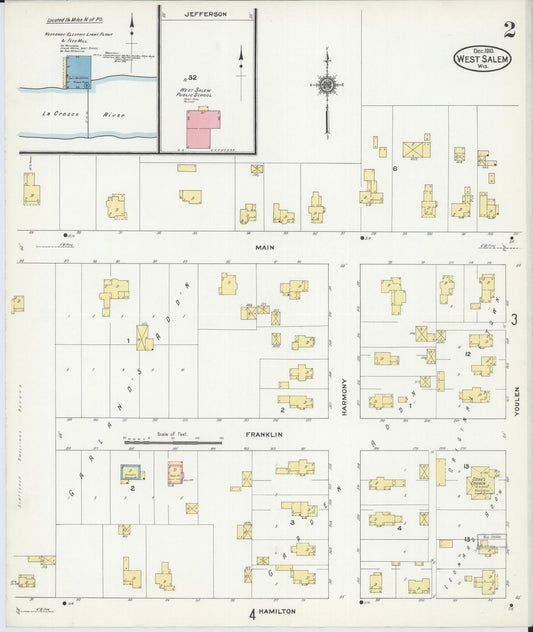 Sanborn Fire Insurance Map from West Salem, La Crosse County, Wisconsin (1910), Sheet #0002 - Historic Sanborn Fire Insurance Map Print, vintage old map wall art, antique decor, genealogy gift, Wisconsin Wisconsin map
