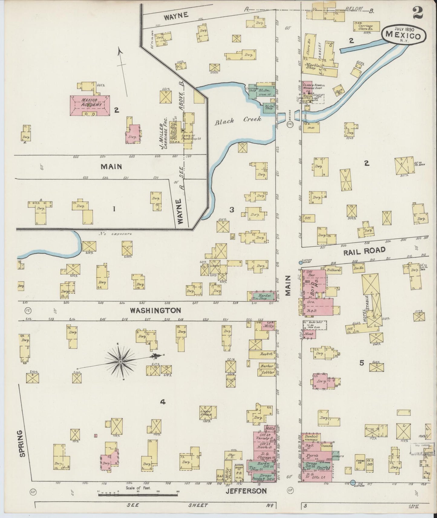Sanborn Fire Insurance Map from Mexico, Oswego County, New York (1890), Sheet #0002 - Historic Sanborn Fire Insurance Map Print, vintage old map wall art, antique decor, genealogy gift, New York New York map