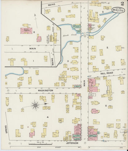 Sanborn Fire Insurance Map from Mexico, Oswego County, New York (1890), Sheet #0002 - Historic Sanborn Fire Insurance Map Print, vintage old map wall art, antique decor, genealogy gift, New York New York map