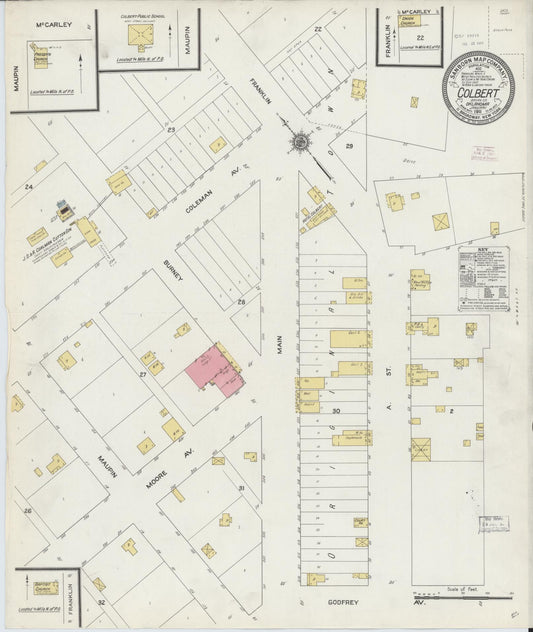 Sanborn Fire Insurance Map from Colbert, Bryan County, Oklahoma (1911), Sheet #0001 - Historic Sanborn Fire Insurance Map Print, vintage old map wall art, antique decor, genealogy gift, Oklahoma Oklahoma map