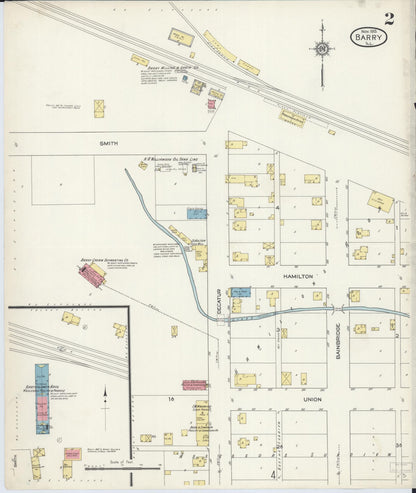 Sanborn Fire Insurance Map from Barry, Pike County, Illinois (1913), Sheet #0002 - Complete Map Set gallery image, historic Sanborn map, vintage wall art, Illinois Illinois