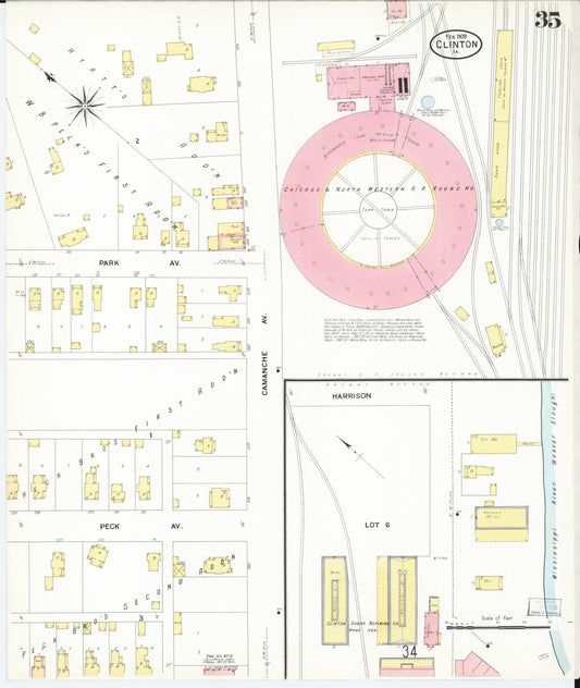 Sanborn Fire Insurance Map from Clinton, Clinton County, Iowa (1909), Sheet #0035 - Historic Sanborn Fire Insurance Map Print, vintage old map wall art