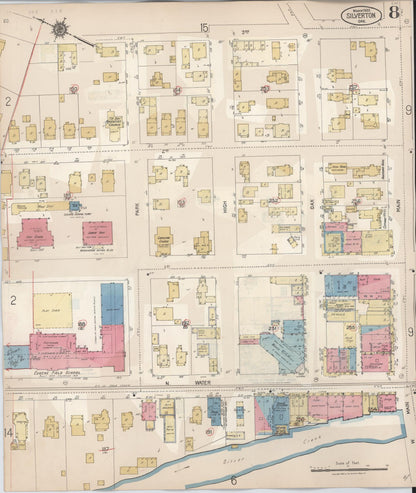 Sanborn Fire Insurance Map from Silverton, Marion County, Oregon (1939), Sheet #0008 - Complete Map Set gallery image, historic Sanborn map, vintage wall art, Oregon Oregon