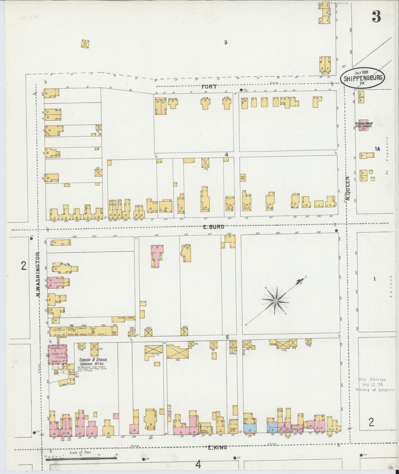 Sanborn Fire Insurance Map from Shippensburg, Cumberland And Franklin Counties, Pennsylvania (1899), Sheet #0003 - Complete Map Set gallery image, historic Sanborn map, vintage wall art, Counties Pennsylvania