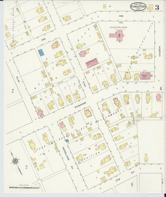 Sanborn Fire Insurance Map from Kingston, Ross County, Ohio (1915), Sheet #0003 - Historic Sanborn Fire Insurance Map Print, vintage old map wall art, antique decor, genealogy gift, Ohio Ohio map