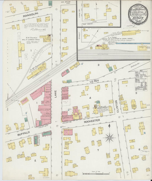 Sanborn Fire Insurance Map from Bergen, Genesee County, New York (1892), Sheet #0001 - Historic Sanborn Fire Insurance Map Print, vintage old map wall art, antique decor, genealogy gift, New York New York map