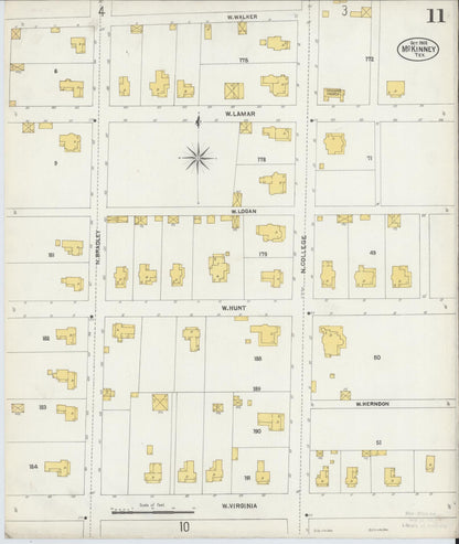 Sanborn Fire Insurance Map from McKinney, Collin County, Texas (1902), Sheet #0011 - Complete Map Set gallery image, historic Sanborn map, vintage wall art, Texas Texas