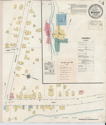 Sanborn Fire Insurance Map from Newport, Herkimer County, New York (1938), Sheet #0001 - Complete Map Set gallery image, historic Sanborn map, vintage wall art, New York New York