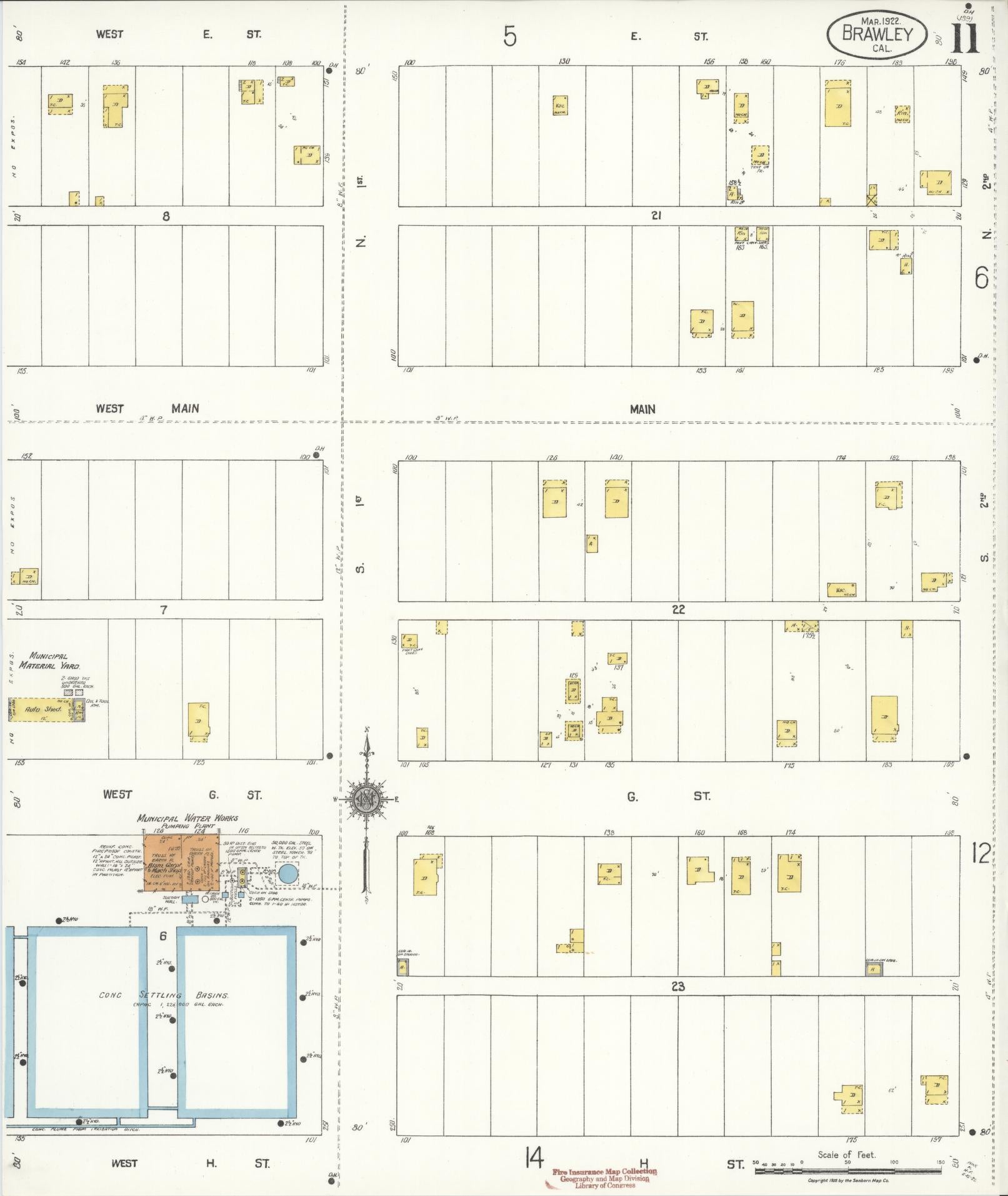 Sanborn Fire Insurance Map from Brawley, Imperial County, California (1922), Sheet #0011 - Historic Sanborn Fire Insurance Map Print, vintage old map wall art, antique decor, genealogy gift, California California map