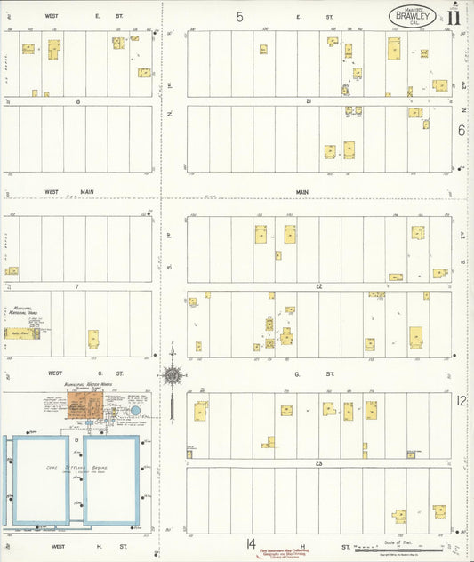 Sanborn Fire Insurance Map from Brawley, Imperial County, California (1922), Sheet #0011 - Historic Sanborn Fire Insurance Map Print, vintage old map wall art, antique decor, genealogy gift, California California map