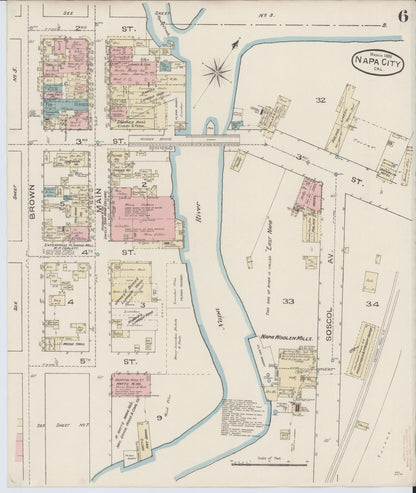 Sanborn Fire Insurance Map from Napa, Napa County, California (1886), Sheet #0006 - Complete Map Set gallery image, historic Sanborn map, vintage wall art, California California