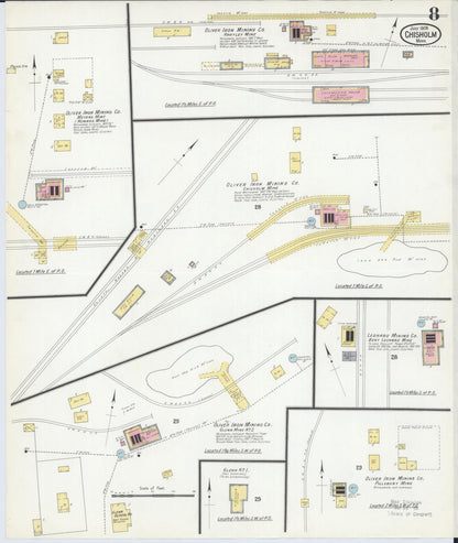 Sanborn Fire Insurance Map from Chisholm, Saint Louis County, Minnesota (1909), Sheet #0008 - Complete Map Set gallery image, historic Sanborn map, vintage wall art, Minnesota Minnesota