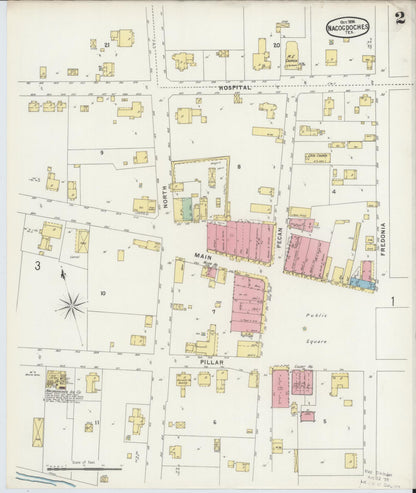 Sanborn Fire Insurance Map from Nacogdoches, Nacogdoches County, Texas (1896), Sheet #0002 - Complete Map Set gallery image, historic Sanborn map, vintage wall art, Texas Texas