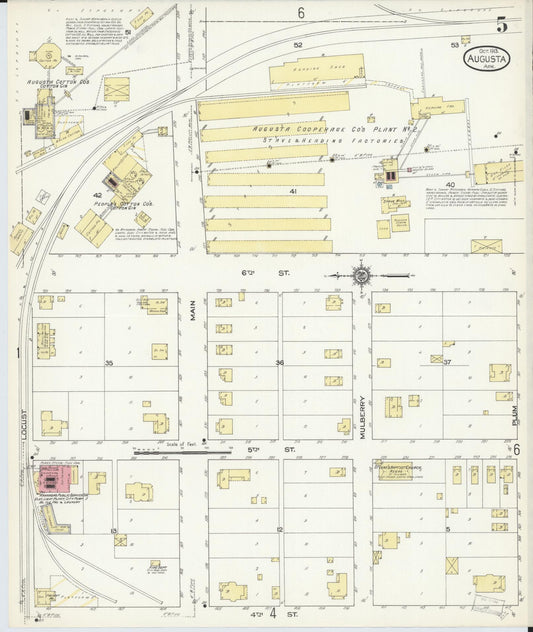 Sanborn Fire Insurance Map from Augusta, Woodruff County, Arkansas (1913), Sheet #0005 - Historic Sanborn Fire Insurance Map Print, vintage old map wall art, antique decor, genealogy gift, Arkansas Arkansas map