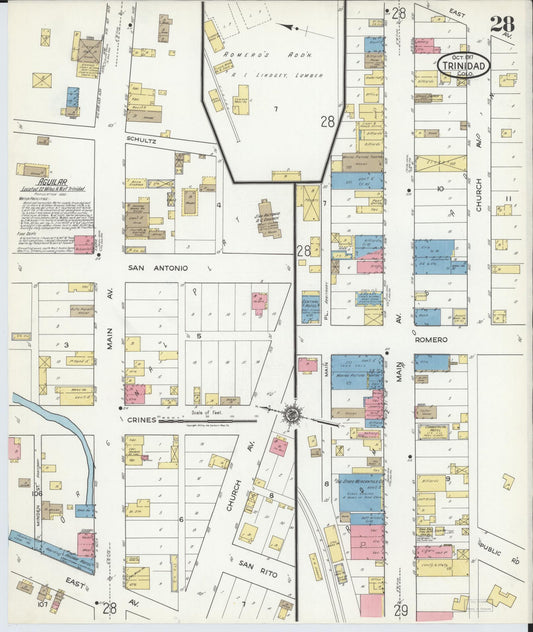 Sanborn Fire Insurance Map from Trinidad, Las Animas County, Colorado (1917), Sheet #0028 - Historic Sanborn Fire Insurance Map Print, vintage old map wall art, antique decor, genealogy gift, Colorado Colorado map