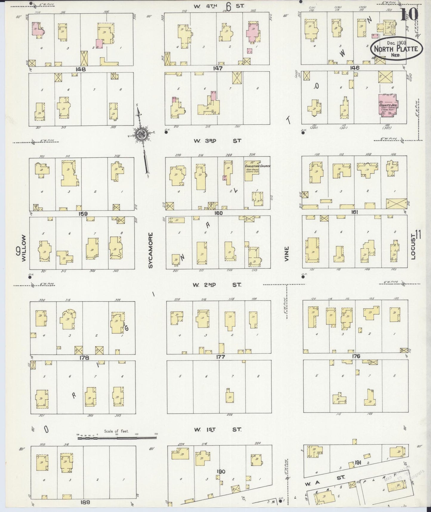 Sanborn Fire Insurance Map from North Platte, Lincoln County, Nebraska (1909), Sheet #0010 - Historic Sanborn Fire Insurance Map Print, vintage old map wall art, antique decor, genealogy gift, Nebraska Nebraska map