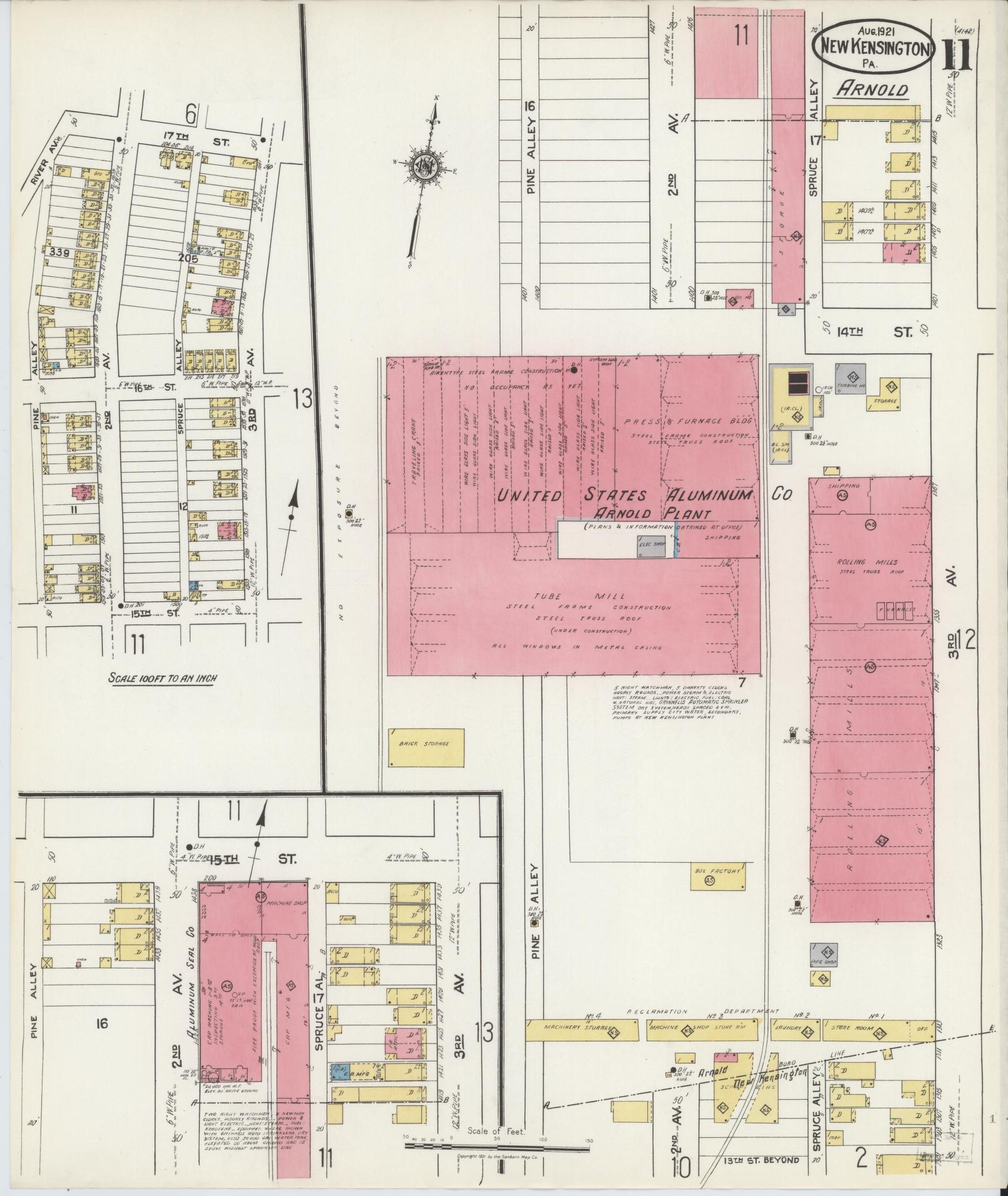 Sanborn Fire Insurance Map from New Kensington, Westmoreland County, Pennsylvania (1921), Sheet #0011 - Complete Map Set gallery image, historic Sanborn map, vintage wall art, Pennsylvania Pennsylvania