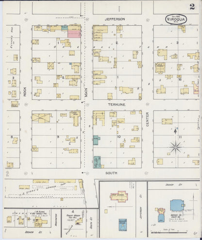 Sanborn Fire Insurance Map from Viroqua, Vernon County, Wisconsin (1892), Sheet #0002 - Historic Sanborn Fire Insurance Map Print, vintage old map wall art, antique decor, genealogy gift, Wisconsin Wisconsin map