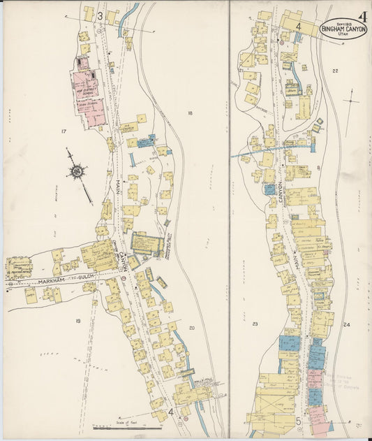 Sanborn Fire Insurance Map from Bingham Canyon, Salt Lake County, Utah (1913), Sheet #0004 - Historic Sanborn Fire Insurance Map Print, vintage old map wall art, antique decor, genealogy gift, Utah Utah map
