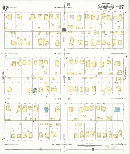 Sanborn Fire Insurance Map from Junction City, Geary County, Kansas (1925), Sheet #0017 - Historic Sanborn Fire Insurance Map Print, vintage old map wall art, antique decor, genealogy gift, Kansas Kansas map