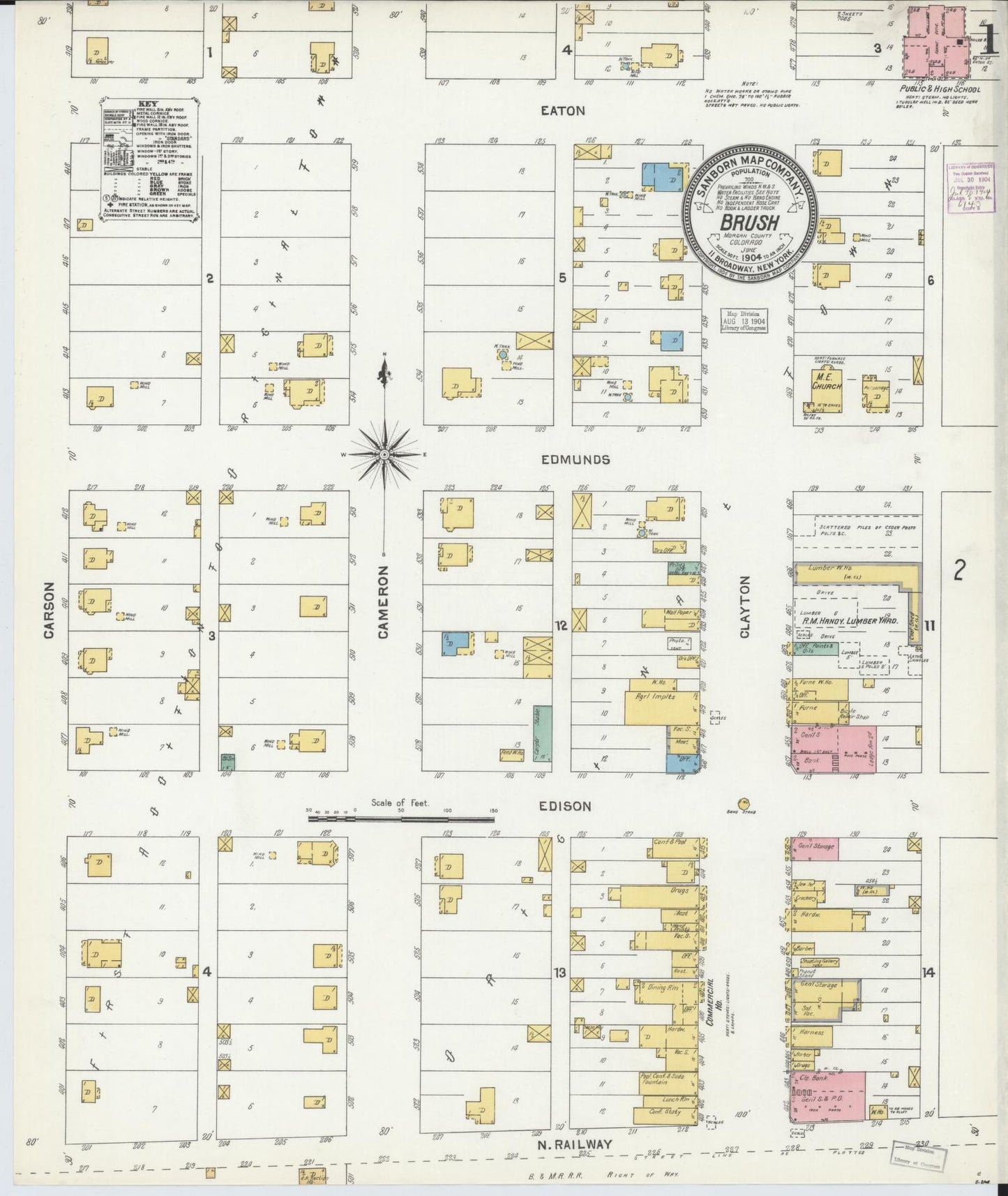 Sanborn Fire Insurance Map from Brush, Morgan County, Colorado. (1904) – Historic Sanborn Fire Insurance Map Print