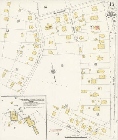 Sanborn Fire Insurance Map from Grass Valley, Nevada County, California (1912), Sheet #0015 - Complete Map Set gallery image, historic Sanborn map, vintage wall art, California California