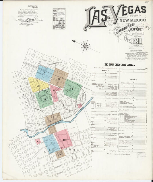 Sanborn Fire Insurance Map from Las Vegas, San Miguel County, New Mexico. (1890) – Historic Sanborn Fire Insurance Map Print