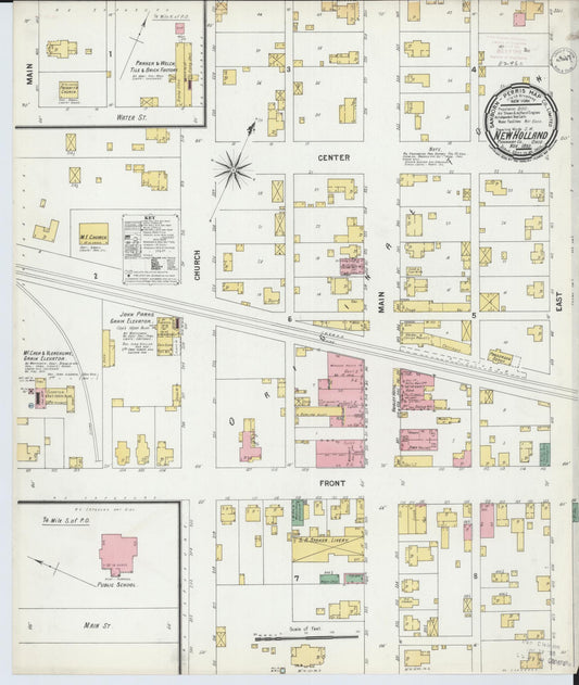 Sanborn Fire Insurance Map from New Holland, Pickaway County, Ohio (1899), Sheet #0001 - Historic Sanborn Fire Insurance Map Print, vintage old map wall art, antique decor, genealogy gift, Ohio Ohio map