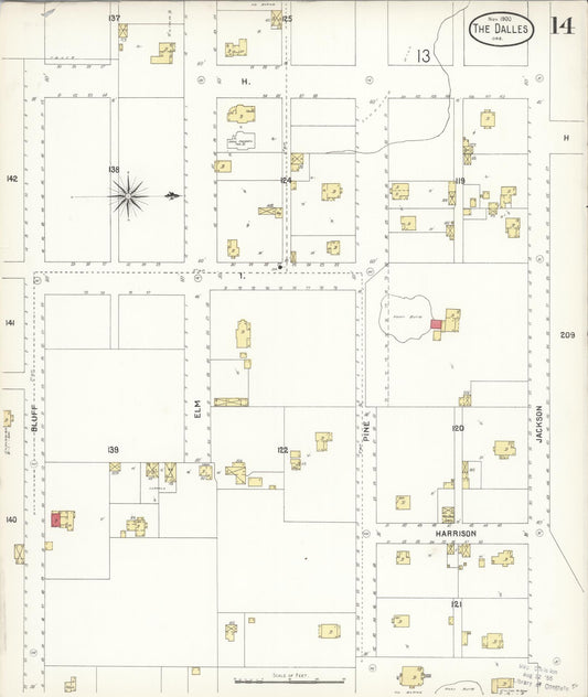 Sanborn Fire Insurance Map from The Dalles, Wasco County, Oregon (1900), Sheet #0014 - Historic Sanborn Fire Insurance Map Print, vintage old map wall art, antique decor, genealogy gift, Oregon Oregon map