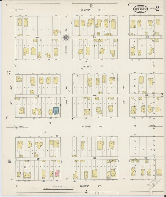 Sanborn Fire Insurance Map from Kearney, Buffalo County, Nebraska (1915), Sheet #0002 - Historic Sanborn Fire Insurance Map Print, vintage old map wall art, antique decor, genealogy gift, Nebraska Nebraska map