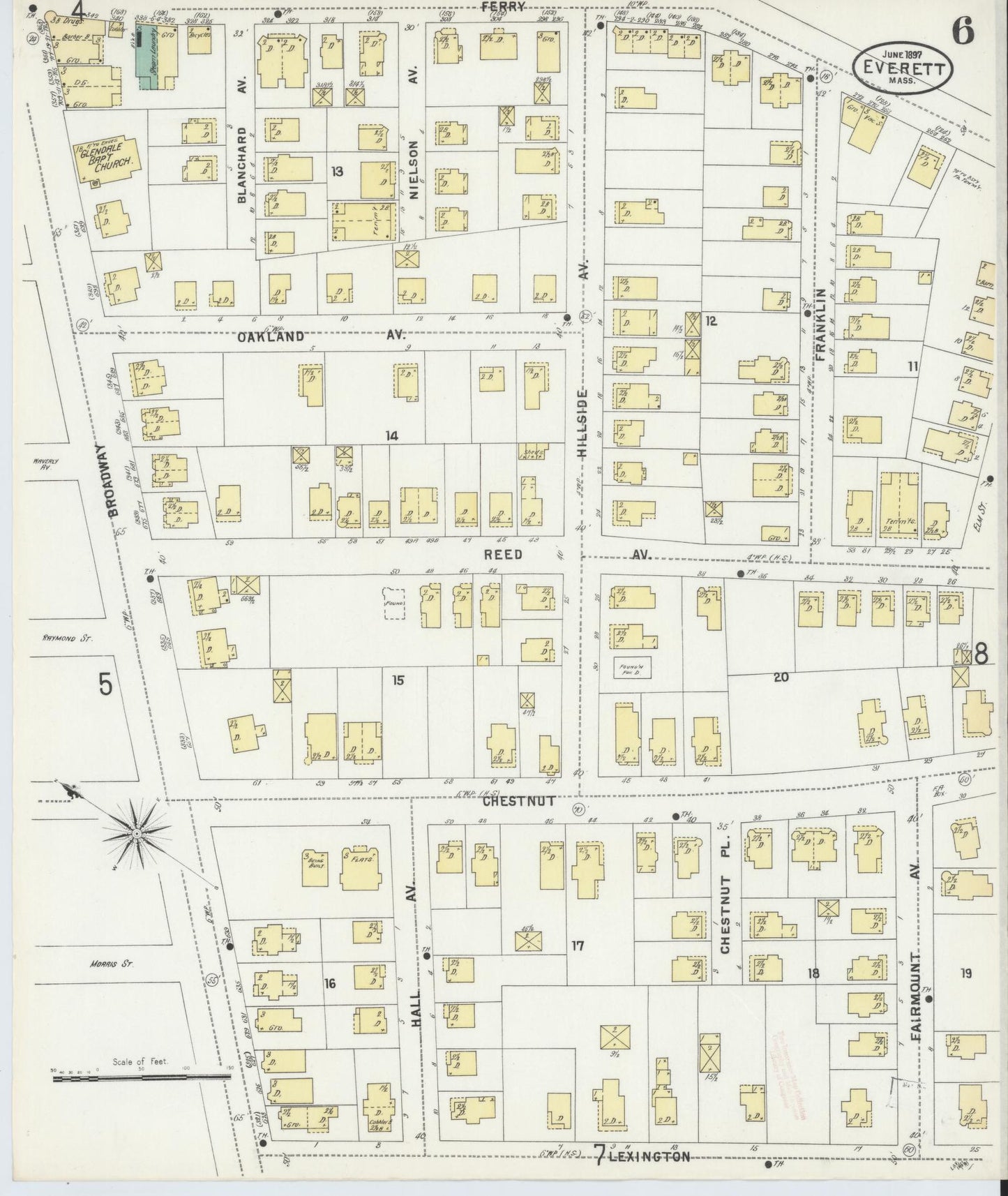 Sanborn Fire Insurance Map from Everett, Middlesex County, Massachusetts (1897), Sheet #0006 - Complete Map Set gallery image, historic Sanborn map, vintage wall art, Massachusetts Massachusetts