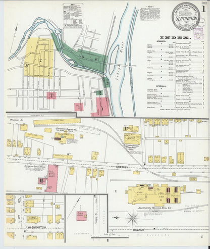 Sanborn Fire Insurance Map from Slatington, Lehigh County, Pennsylvania (1902), Sheet #0001 - Historic Sanborn Fire Insurance Map Print, vintage old map wall art, antique decor, genealogy gift, Pennsylvania Pennsylvania map