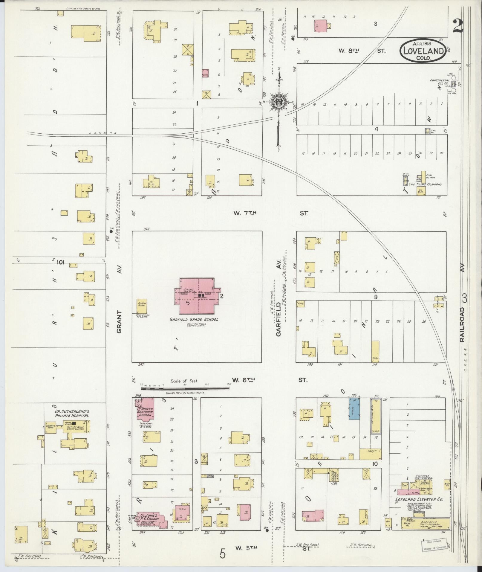 Sanborn Fire Insurance Map from Loveland, Larimer County, Colorado (1918), Sheet #0002 - Historic Sanborn Fire Insurance Map Print, vintage old map wall art, antique decor, genealogy gift, Colorado Colorado map