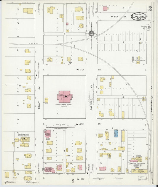 Sanborn Fire Insurance Map from Loveland, Larimer County, Colorado (1918), Sheet #0002 - Historic Sanborn Fire Insurance Map Print, vintage old map wall art, antique decor, genealogy gift, Colorado Colorado map