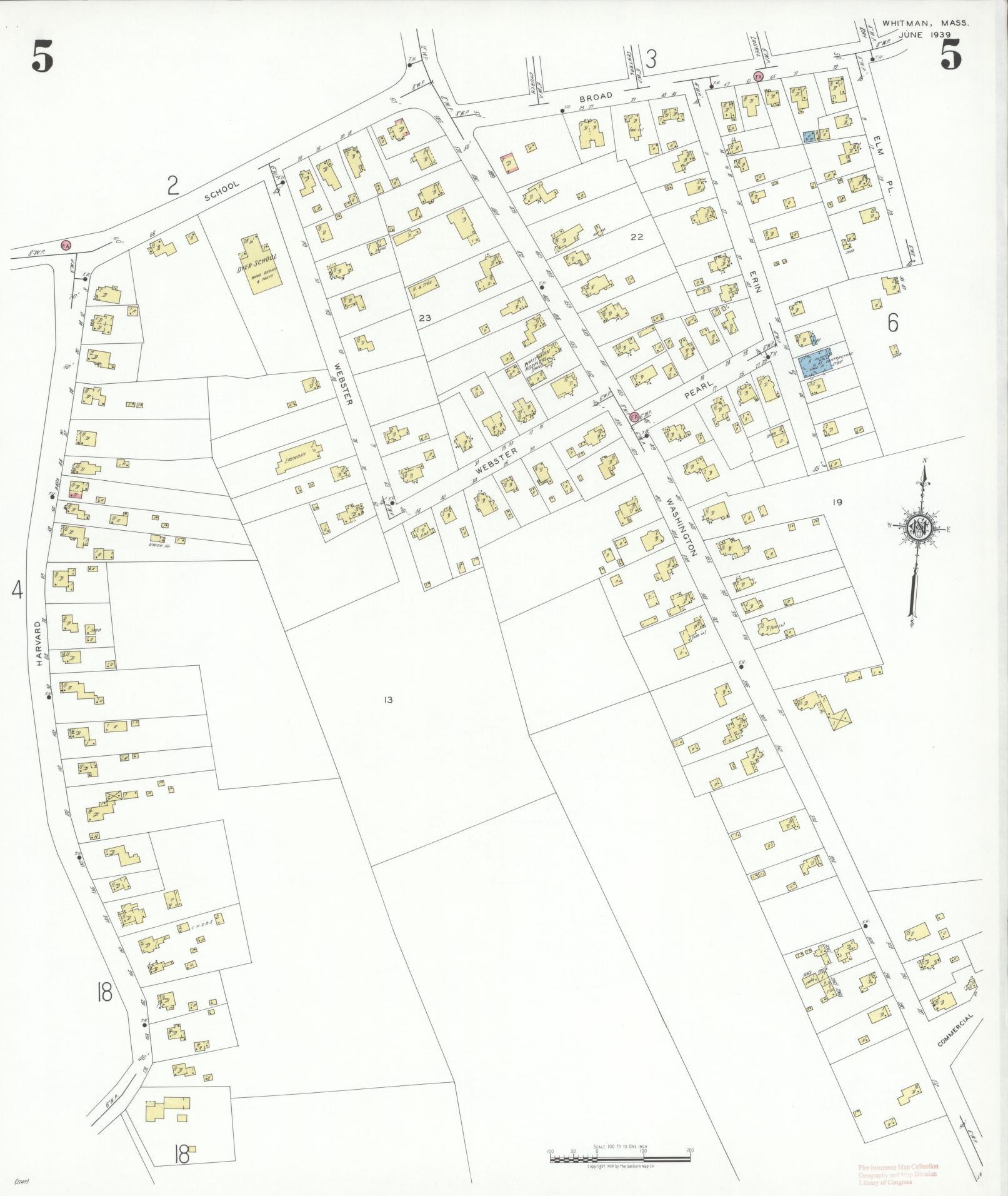 Sanborn Fire Insurance Map from Whitman, Plymouth County, Massachusetts (1939), Sheet #0005 - Complete Map Set gallery image, historic Sanborn map, vintage wall art, Massachusetts Massachusetts