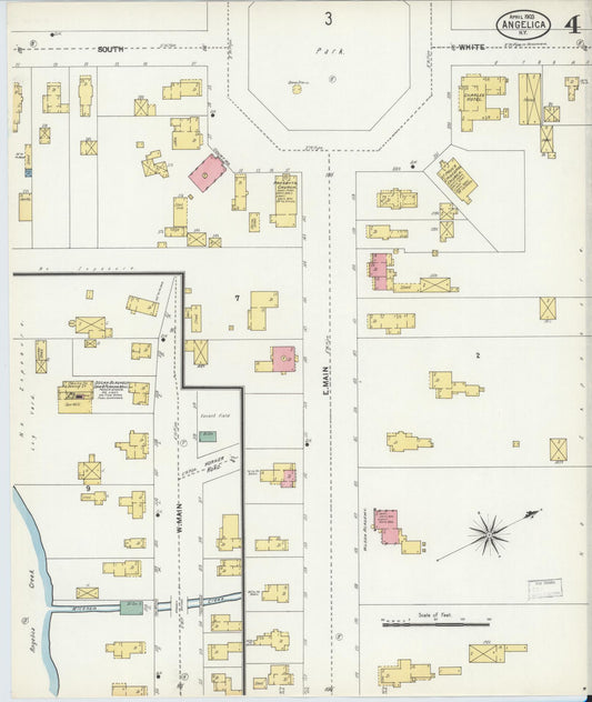 Sanborn Fire Insurance Map from Angelica, Allegany County, New York (1903), Sheet #0004 - Historic Sanborn Fire Insurance Map Print, vintage old map wall art, antique decor, genealogy gift, New York New York map
