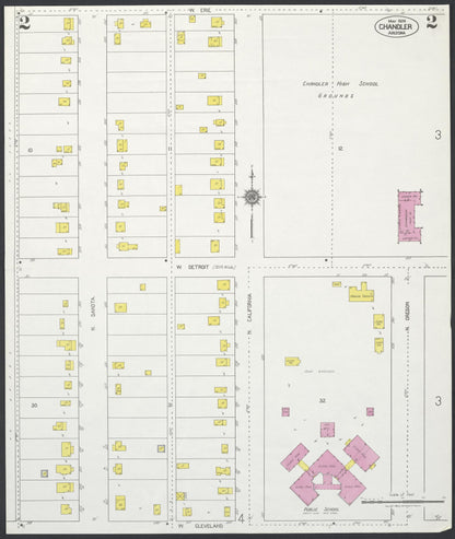 Sanborn Fire Insurance Map from Chandler, Maricopa County, Arizona (1924), Sheet #0002 - Complete Map Set gallery image, historic Sanborn map, vintage wall art, Arizona Arizona