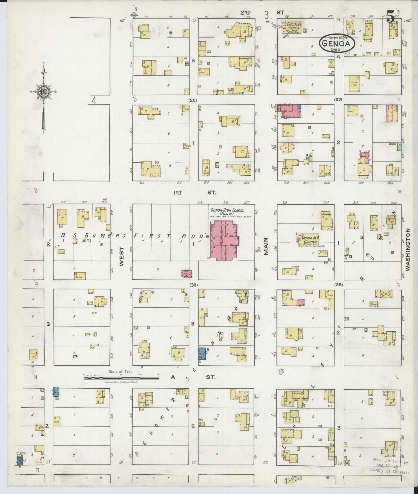 Sanborn Fire Insurance Map from Genoa, Ottawa County, Ohio (1920), Sheet #0005 - Historic Sanborn Fire Insurance Map Print, vintage old map wall art, antique decor, genealogy gift, Ohio Ohio map