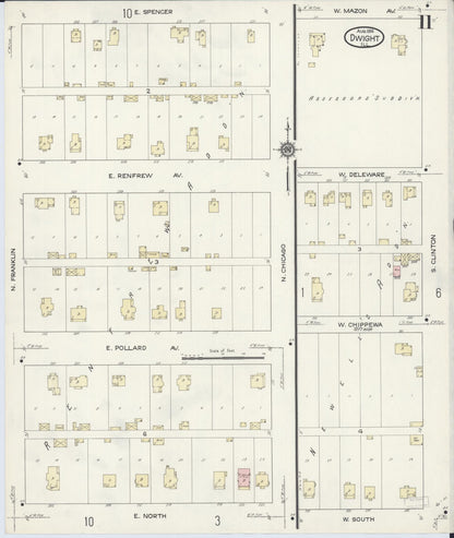 Sanborn Fire Insurance Map from Dwight, Livingston County, Illinois (1914), Sheet #0011 - Historic Sanborn Fire Insurance Map Print, vintage old map wall art, antique decor, genealogy gift, Illinois Illinois map