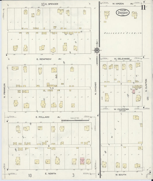 Sanborn Fire Insurance Map from Dwight, Livingston County, Illinois (1914), Sheet #0011 - Historic Sanborn Fire Insurance Map Print, vintage old map wall art, antique decor, genealogy gift, Illinois Illinois map