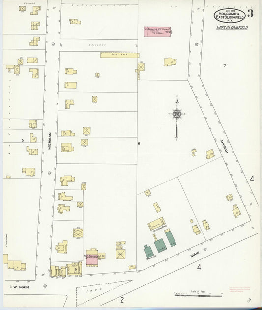 Sanborn Fire Insurance Map from Holcomb, Ontario County, New York (1909), Sheet #0003 - Historic Sanborn Fire Insurance Map Print, vintage old map wall art, antique decor, genealogy gift, New York New York map