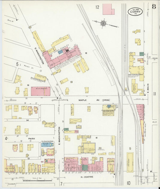 Sanborn Fire Insurance Map from Corry, Erie County, Pennsylvania (1909), Sheet #0008 - Historic Sanborn Fire Insurance Map Print, vintage old map wall art, antique decor, genealogy gift, Pennsylvania Pennsylvania map