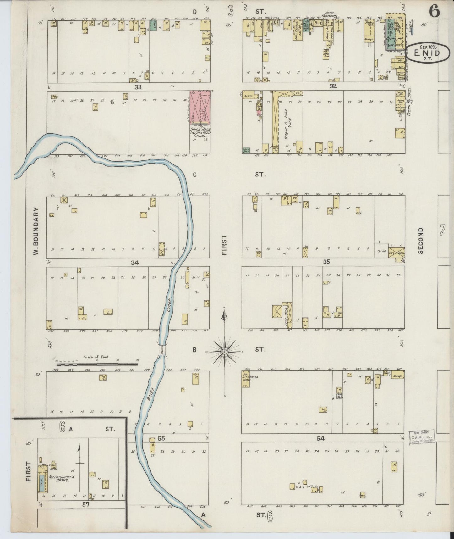 Sanborn Fire Insurance Map from Enid, Garfield County, Oklahoma (1895), Sheet #0006 - Complete Map Set gallery image, historic Sanborn map, vintage wall art, Oklahoma Oklahoma