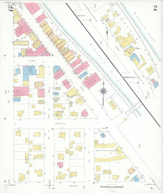 Sanborn Fire Insurance Map from Prairie du Sac, Sauk County, Wisconsin (1944), Sheet #0002 - Historic Sanborn Fire Insurance Map Print, vintage old map wall art, antique decor, genealogy gift, Wisconsin Wisconsin map