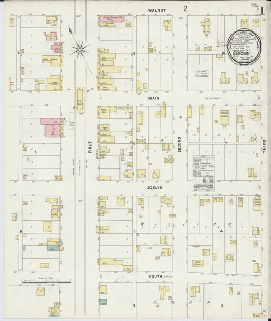 Sanborn Fire Insurance Map from Gurdon, Clark County, Arkansas (1897), Sheet #0001 - Historic Sanborn Fire Insurance Map Print, vintage old map wall art, antique decor, genealogy gift, Arkansas Arkansas map