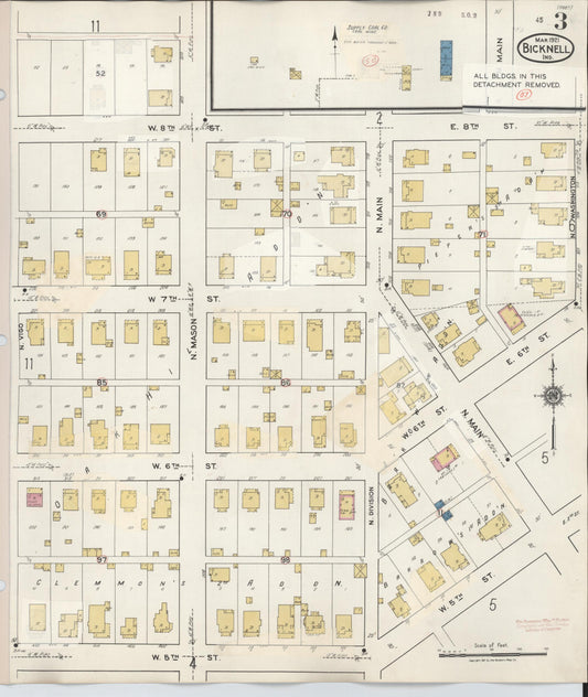 Sanborn Fire Insurance Map from Bicknell, Knox County, Indiana (1946), Sheet #0003 - Historic Sanborn Fire Insurance Map Print, vintage old map wall art, antique decor, genealogy gift, Indiana Indiana map