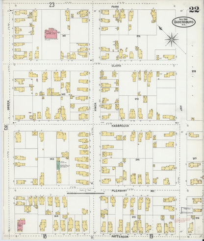 Sanborn Fire Insurance Map from Ogdensburg, St. Lawrence County, New York (1904), Sheet #0022 - Historic Sanborn Fire Insurance Map Print, vintage old map wall art, antique decor, genealogy gift, New York New York map