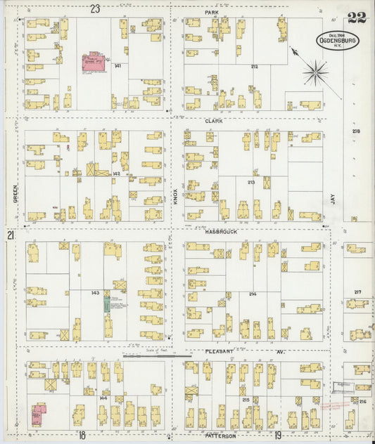 Sanborn Fire Insurance Map from Ogdensburg, St. Lawrence County, New York (1904), Sheet #0022 - Historic Sanborn Fire Insurance Map Print, vintage old map wall art, antique decor, genealogy gift, New York New York map