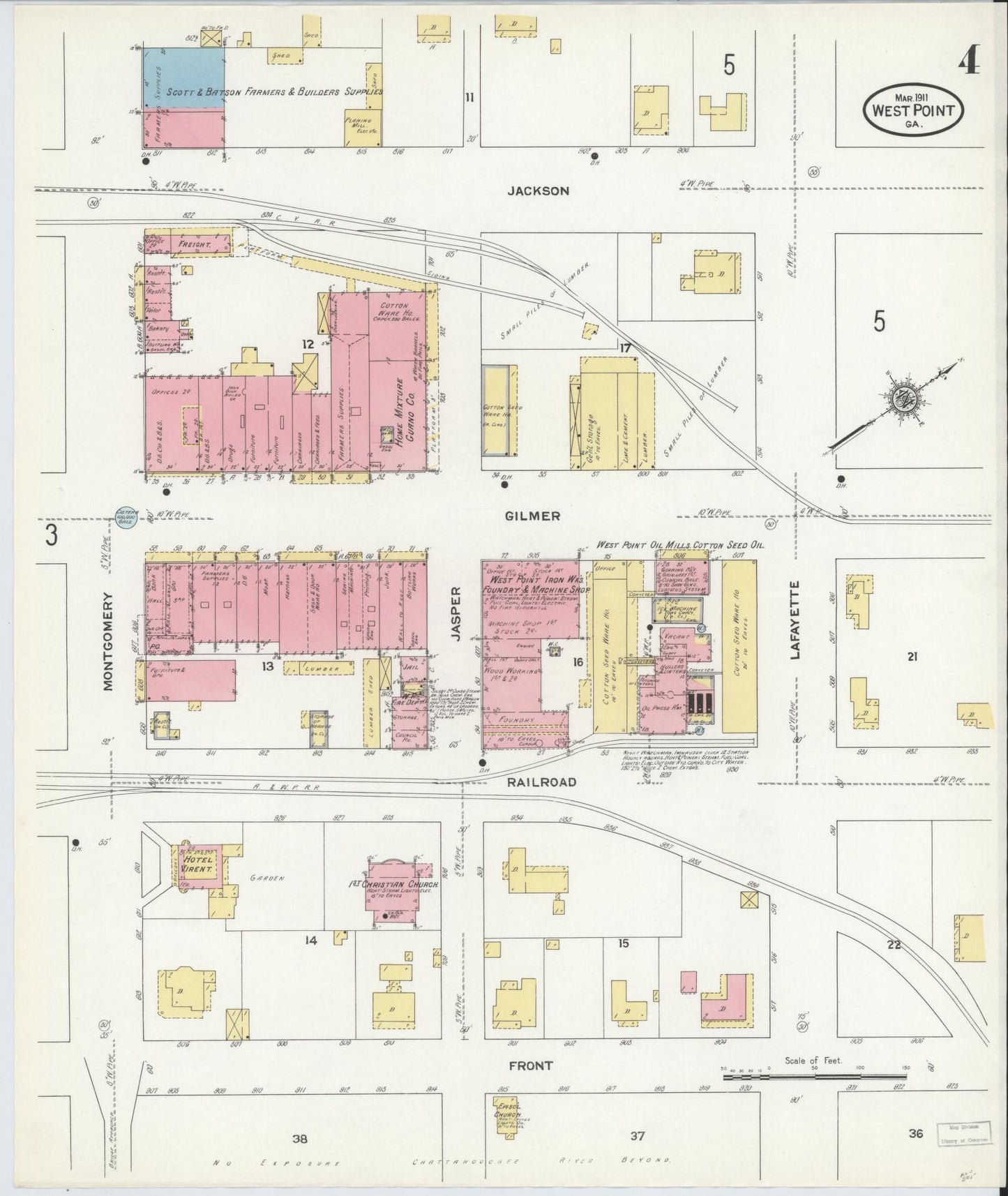 Sanborn Fire Insurance Map from West Point, Troup County, Georgia (1911), Sheet #0004 - Complete Map Set gallery image, historic Sanborn map, vintage wall art, Georgia Georgia
